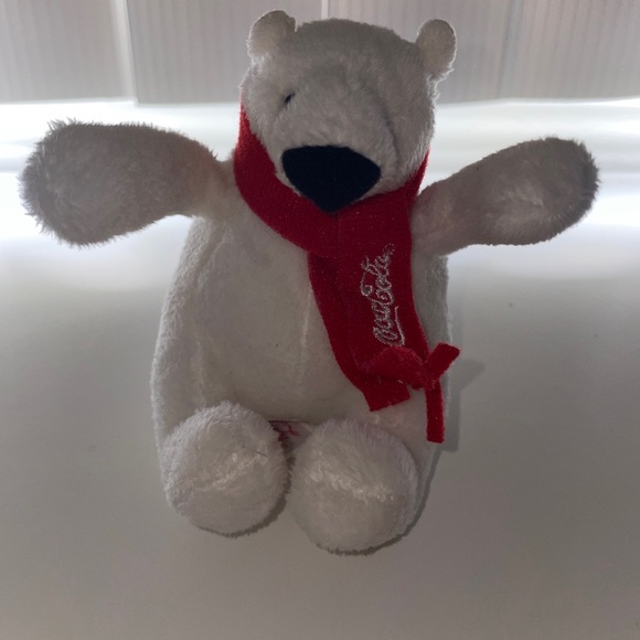 Coca-Cola Polar Bear Plush w/ Red Knit Scarf 4" Coke Doll Collectible - Picture 1 of 6